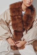 Faux Fur Collar Jacket - Cement