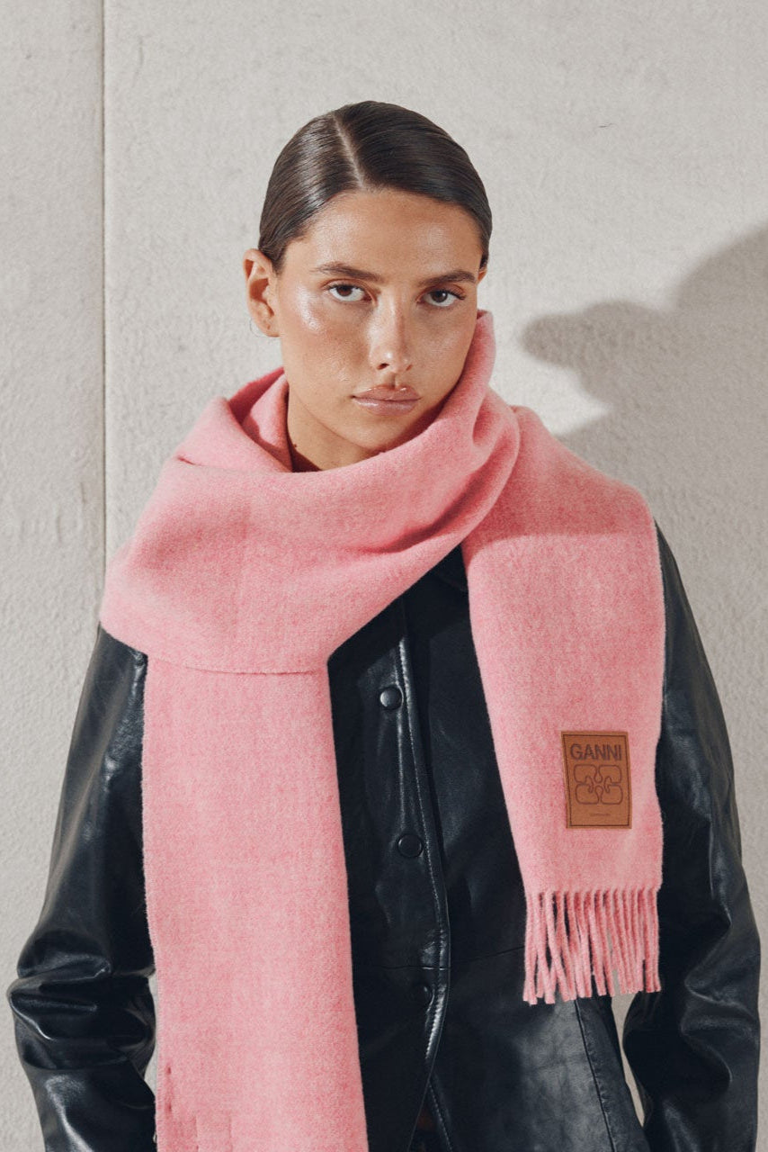 Double Face Wool Solid Scarf - Mauve Morn