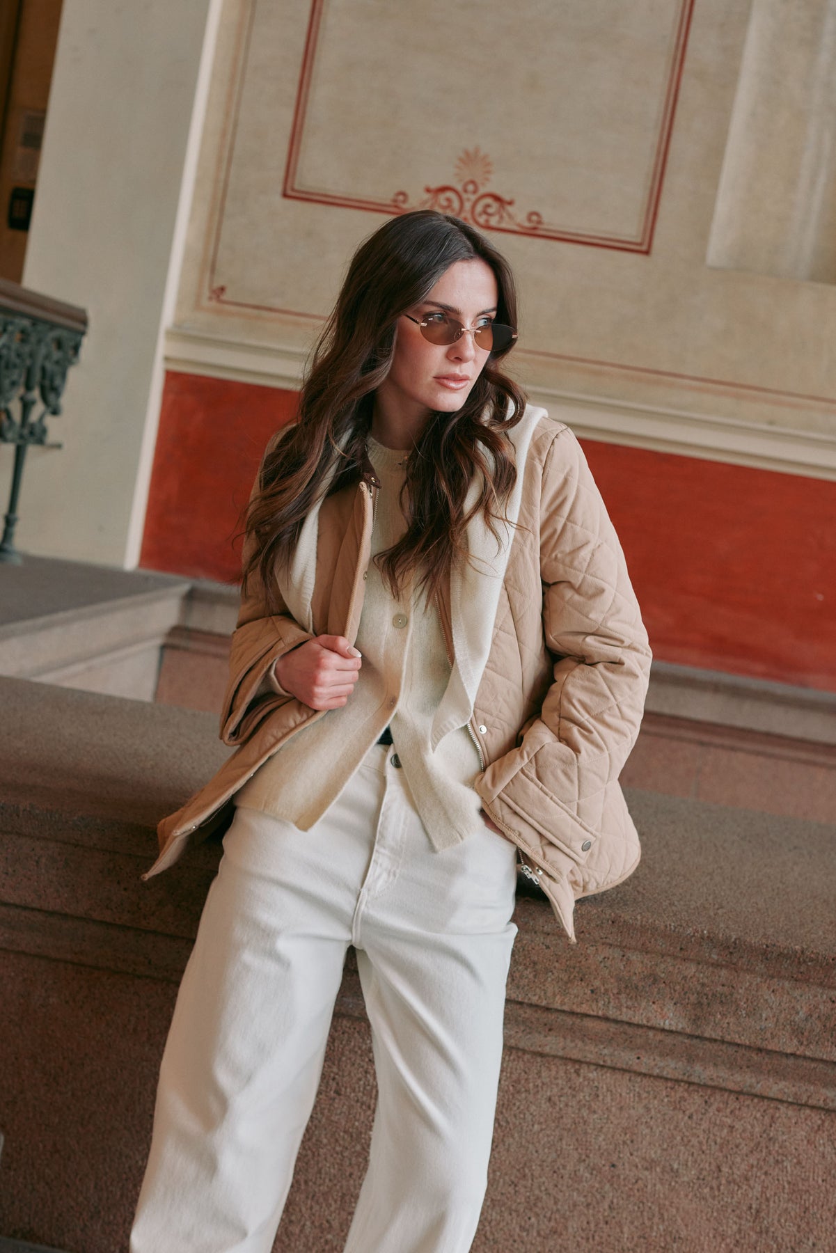 Anja Quiltad Jacka - Beige