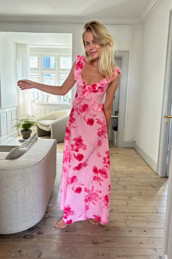 Melbaic Dress - Abstrakt rosa blomstermönster
