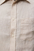 Linen Melange Ls Slim Shirt - Safari Beige