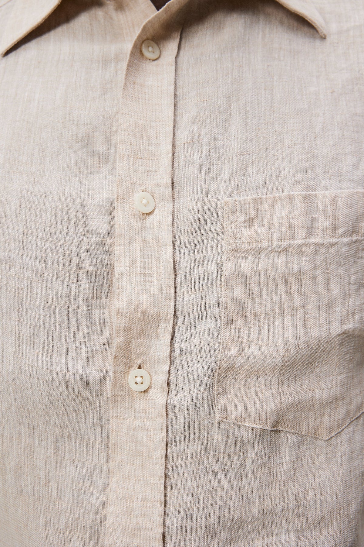 Linen Melange Ls Slim Shirt - Safari Beige