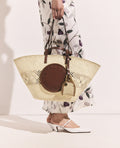 Logo Raffia Crochet Large Tote Bag - Natural/Tan