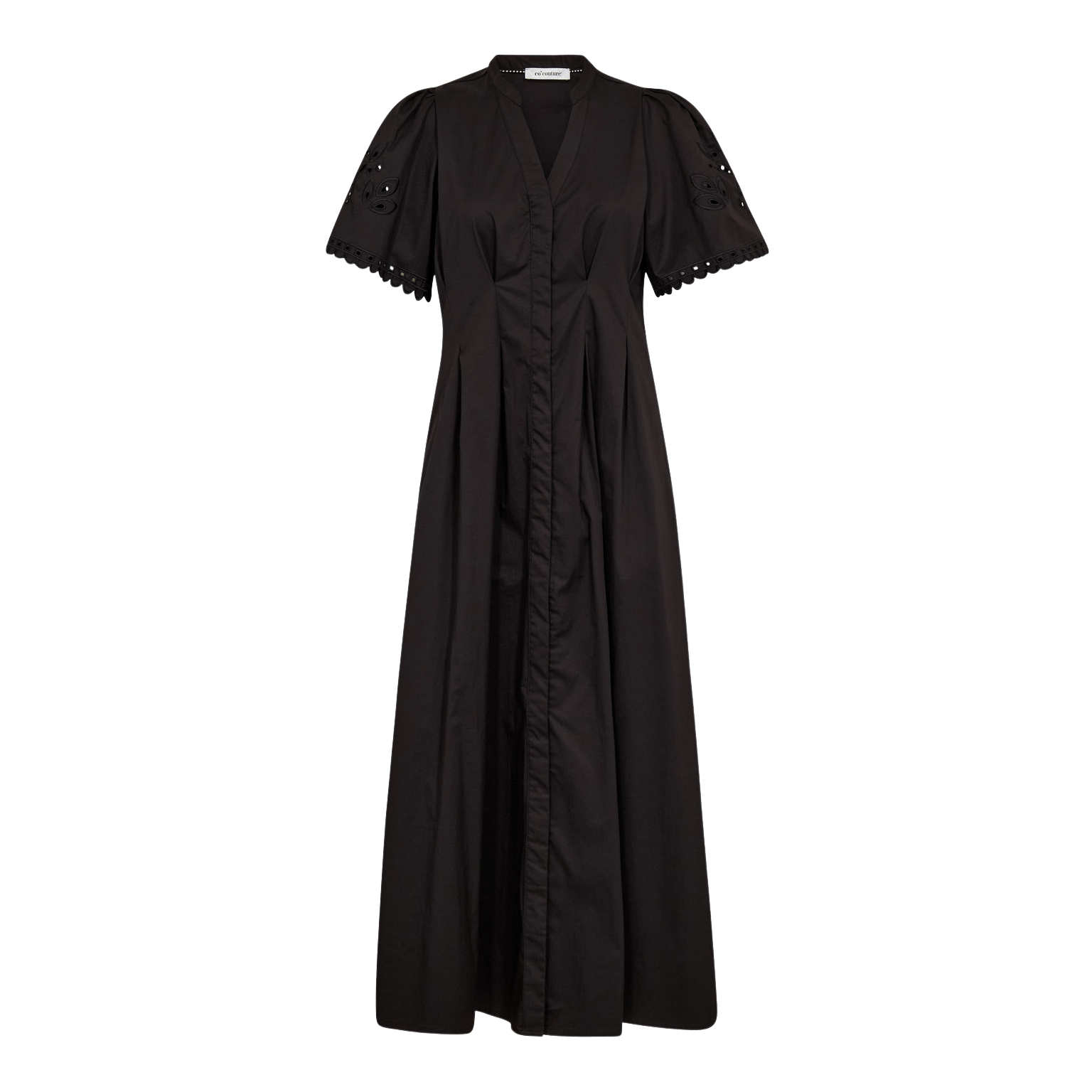 Poppycc Emb Pleat Dress - Black