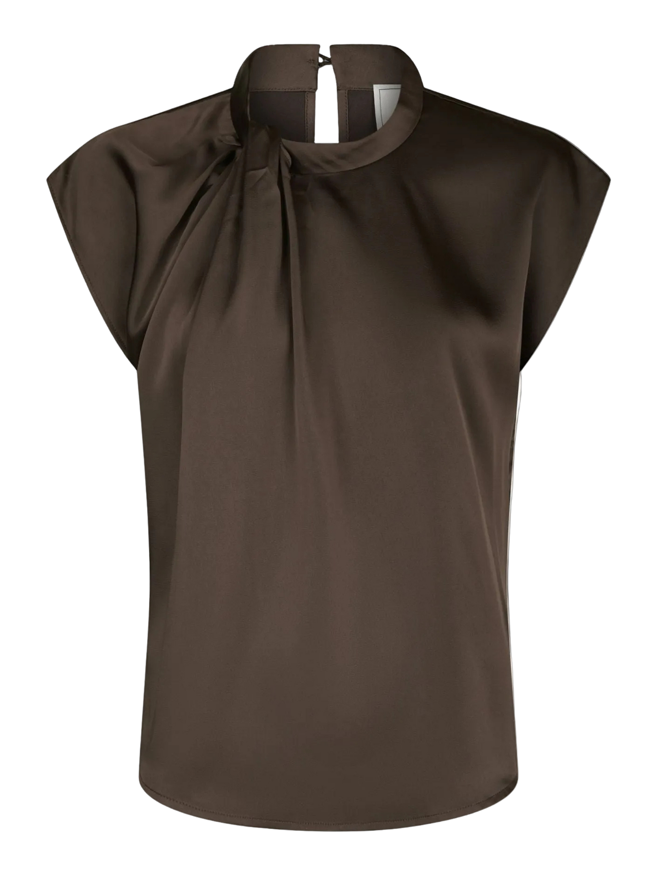 Fleur Drapy Satin Blouse - Dark Brown