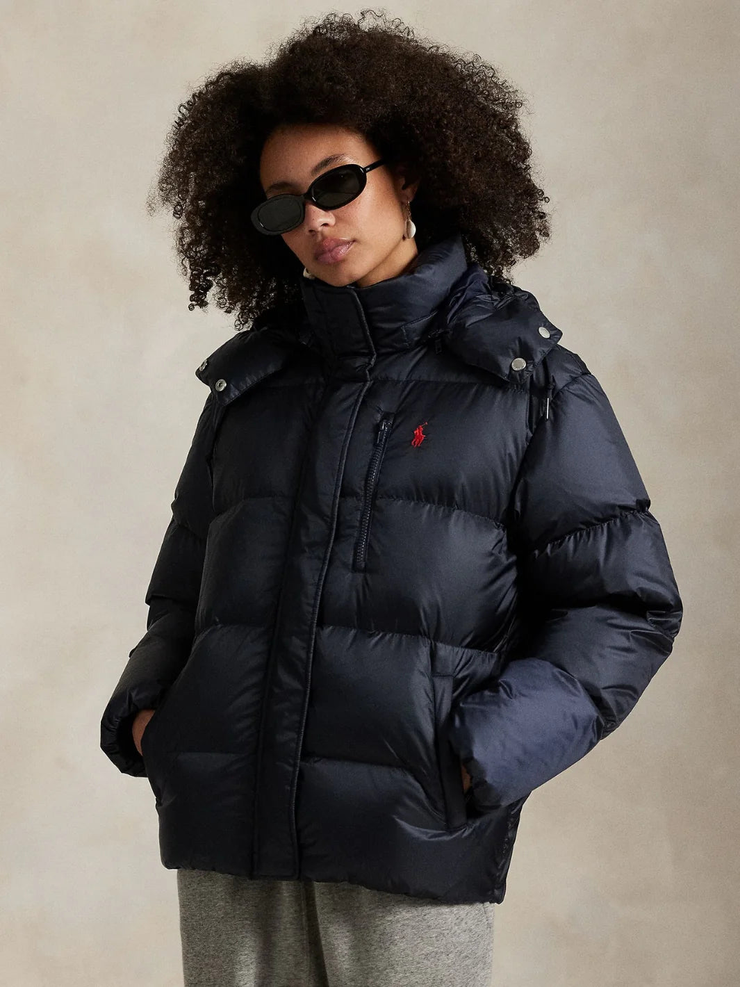 Water-Repellent Quilted Down Jacket - Rl Navy