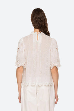 Marcella Lace S/Slv Top - White