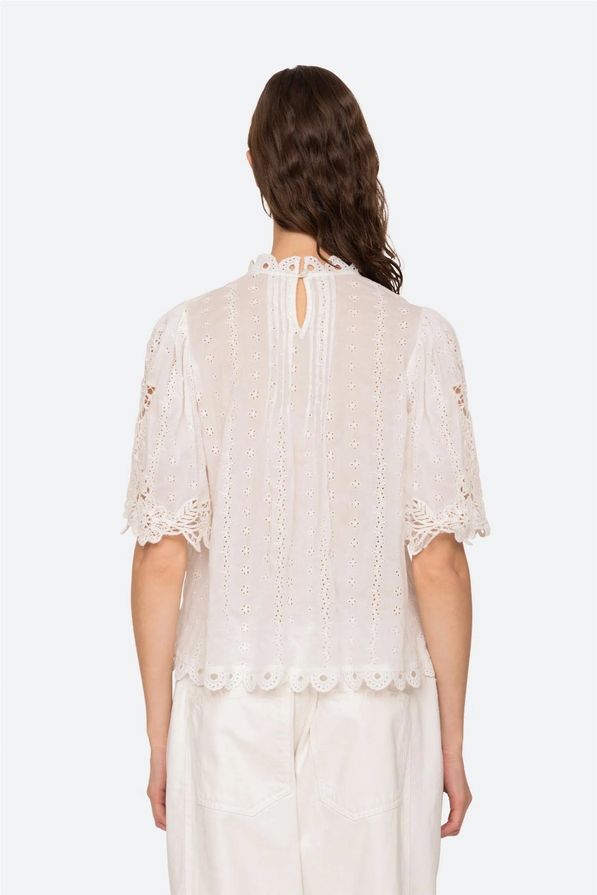 Marcella Lace S/Slv Top - White