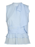 Ansol Solid Chiffon Top - Light Blue
