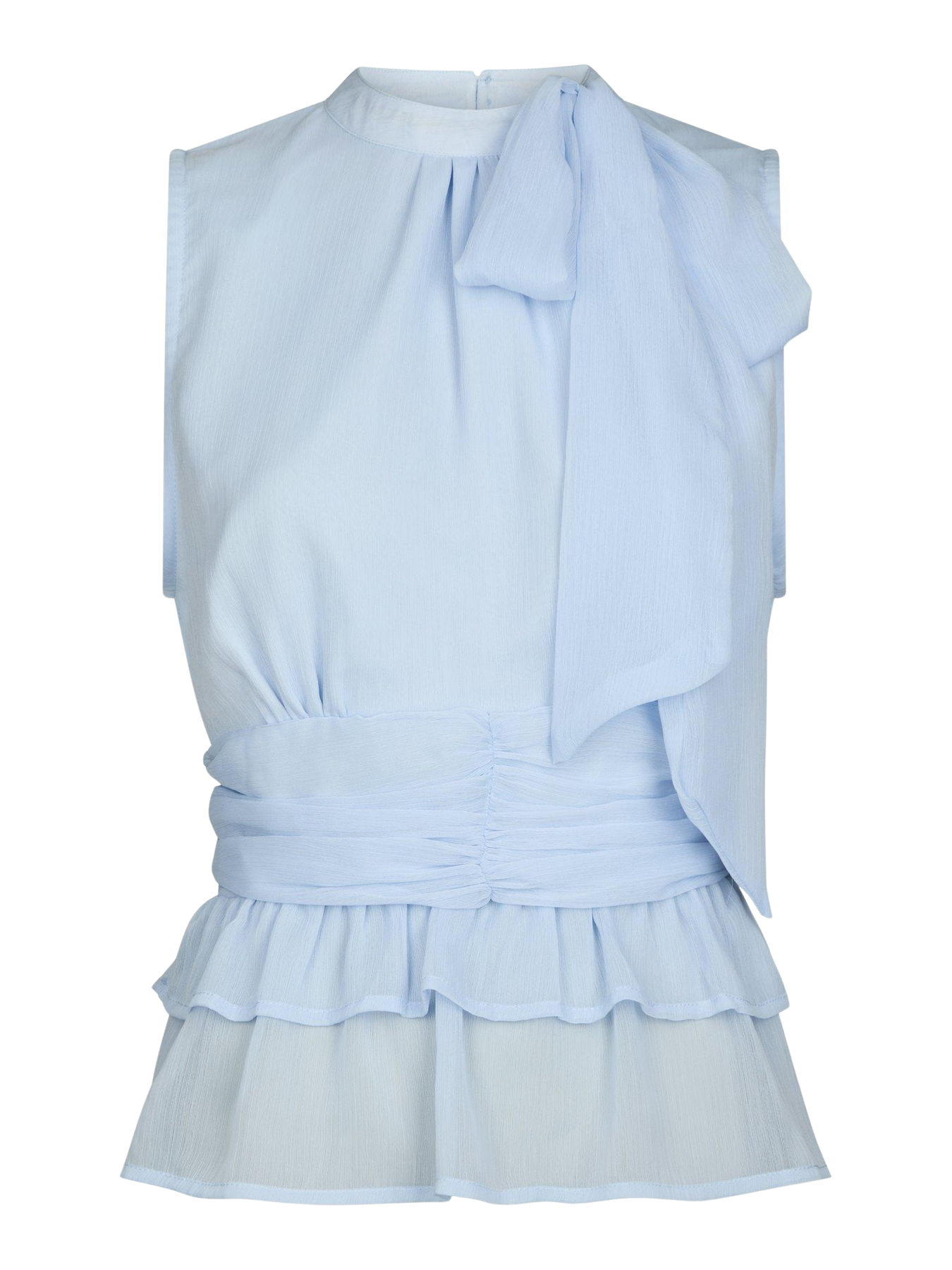 Ansol Solid Chiffon Top - Light Blue