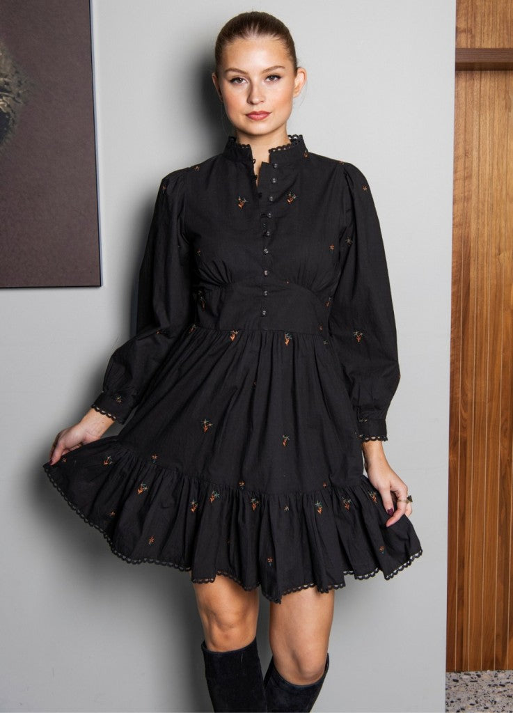 Marie Dress - Broderie Black