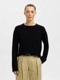 Thea Ls Knit Merino O-Neck - Svart