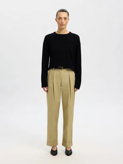Thea Ls Knit Merino O-Neck - Black