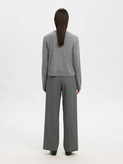 Thea Ls Knit Merino Cardigan - Medium Grey Melange