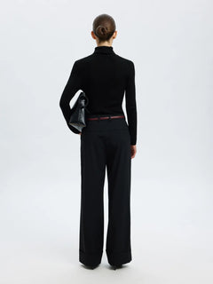 Ingrid Ls Knit Wool Blend Roll Neck - Black
