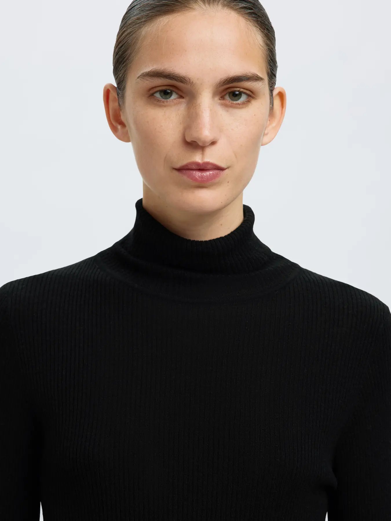 Ingrid Ls Knit Wool Blend Roll Neck - Svart