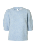 Lulu Ss Open Back Knit O-Neck - Cashmere Blue