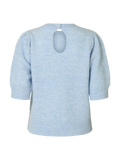 Lulu Ss Open Back Knit O-Neck - Cashmere Blue