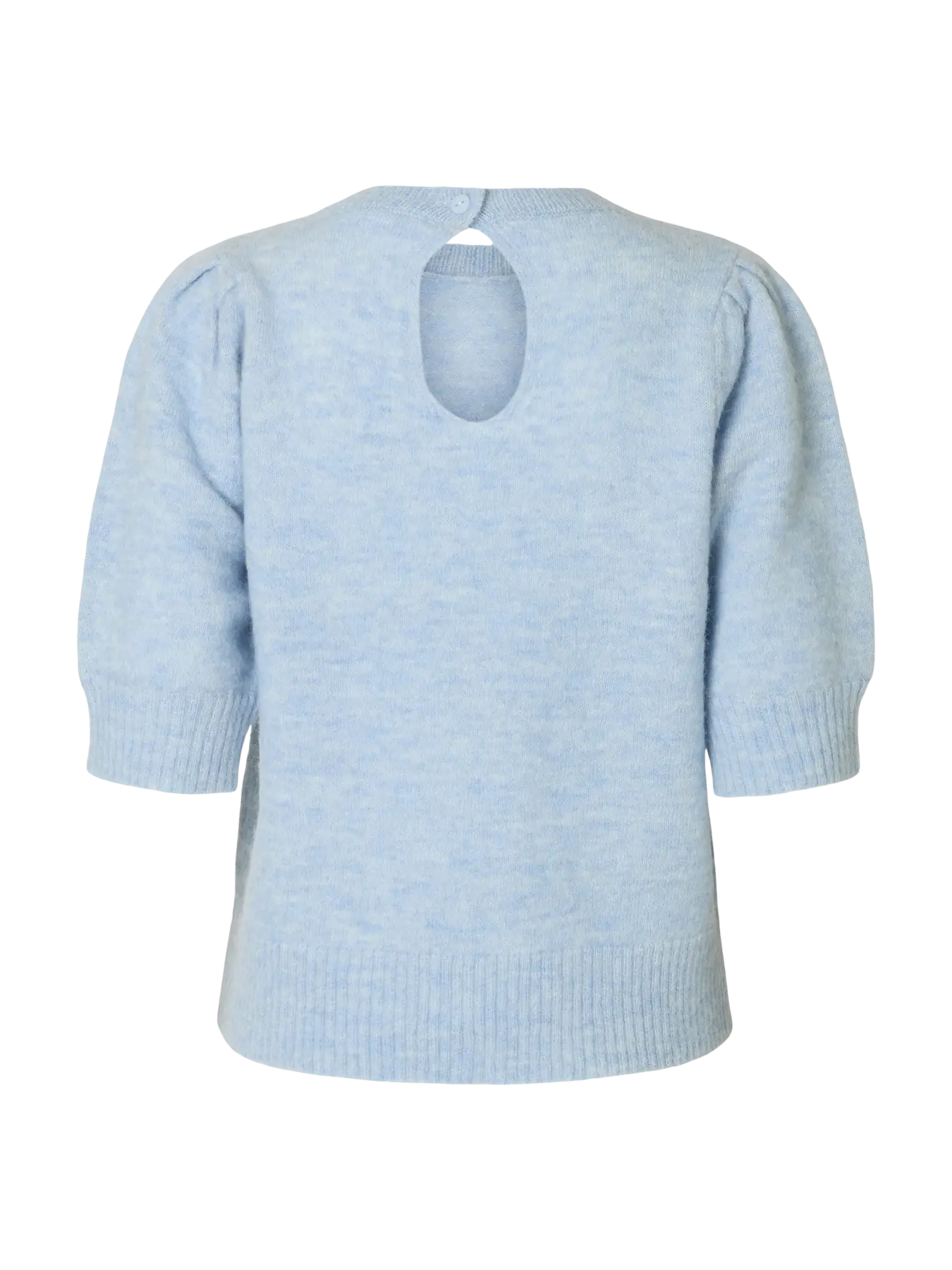 Lulu Ss Open Back Knit O-Neck - Cashmere Blue