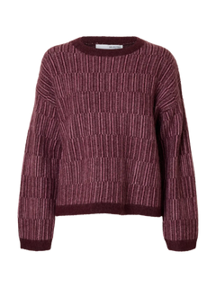 Alva Ls Knit Stripe O-Neck - Fig
