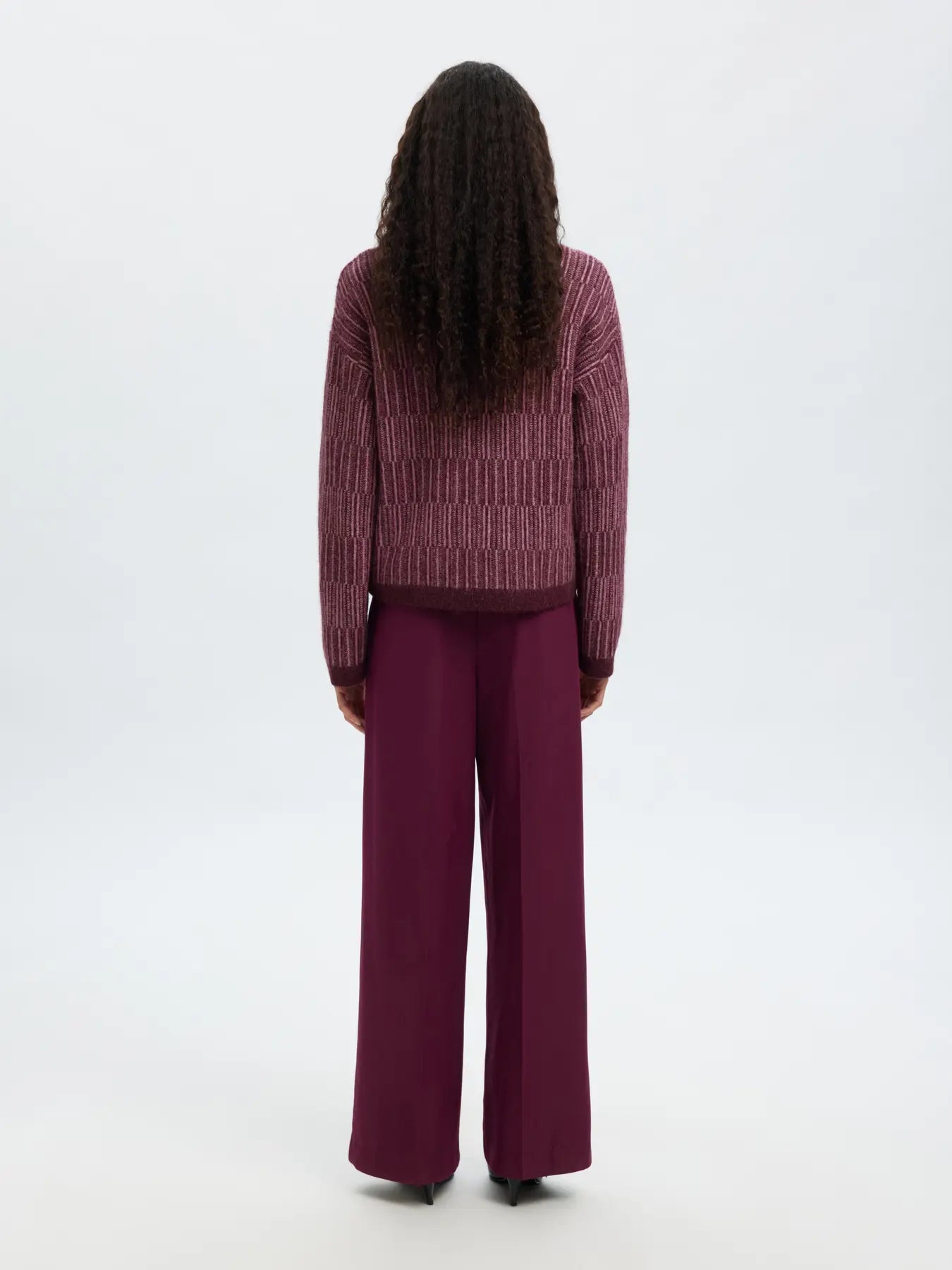 Alva Ls Knit Stripe O-Neck - Fig