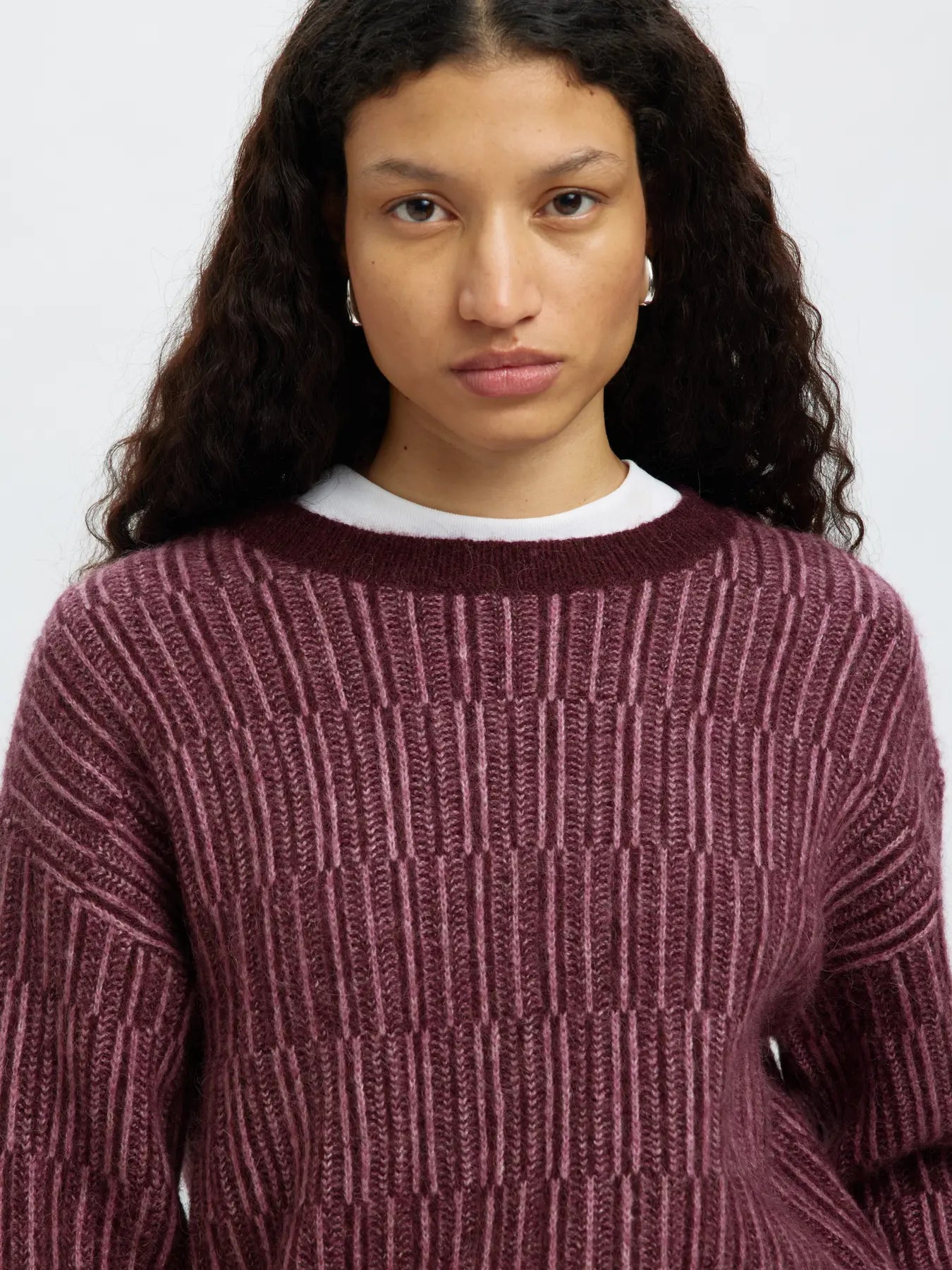 Alva Ls Knit Stripe O-Neck - Fig