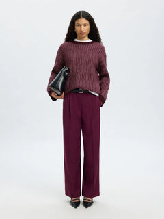 Alva Ls Knit Stripe O-Neck - Fig