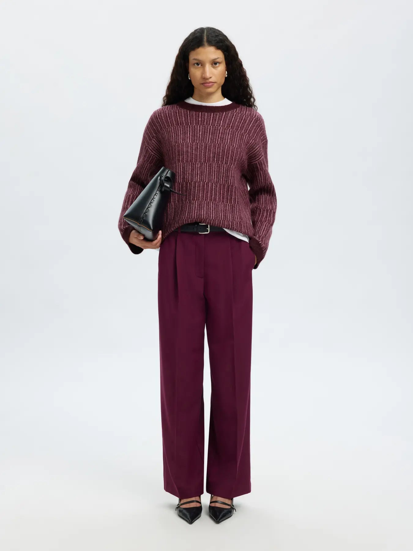 Alva Ls Knit Stripe O-Neck - Fig