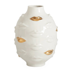 Gilded Gala Round Vase - White/Gold