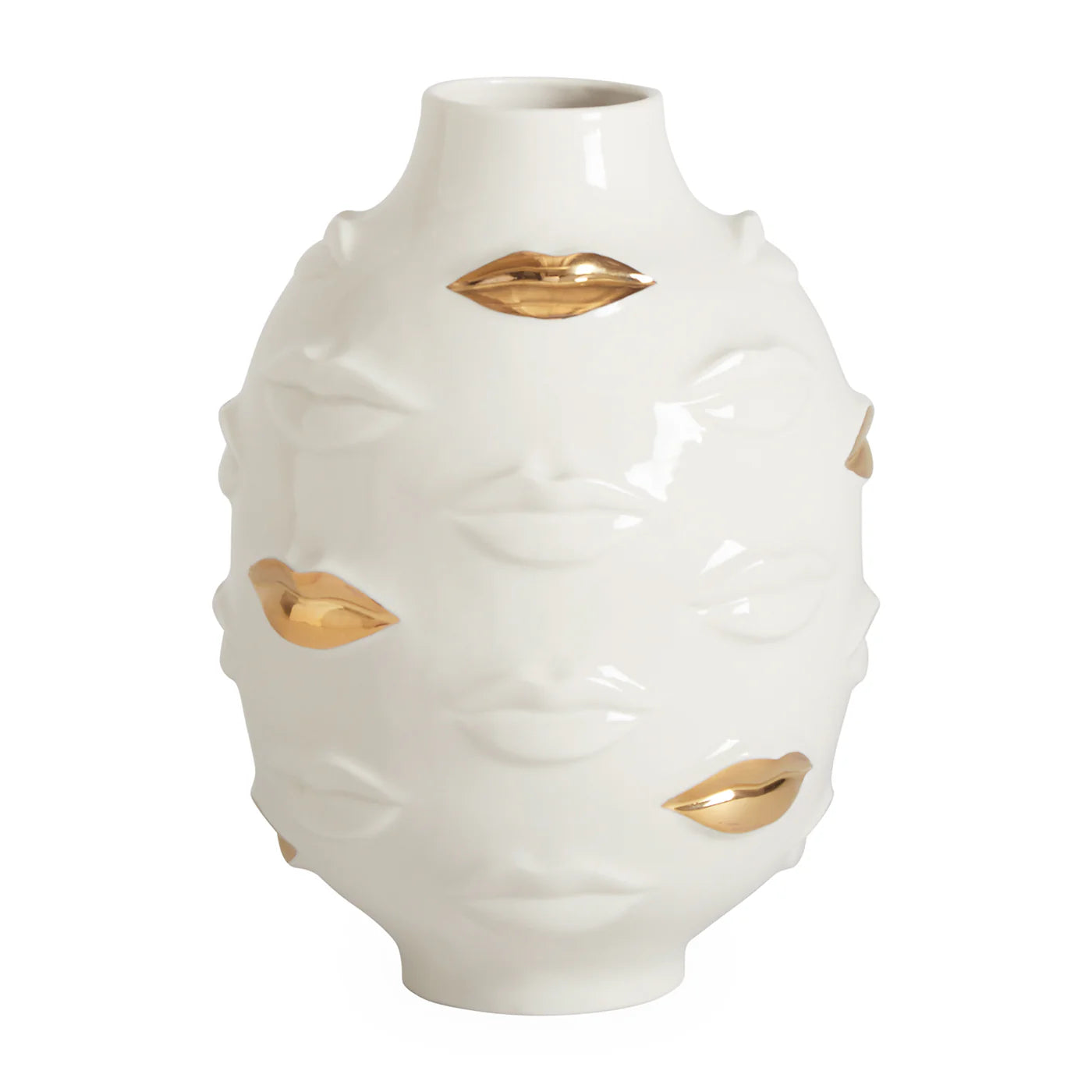 Jonathan Adler Gilded Gala Round Vase - Vit/Guld