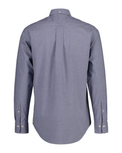 Reg Poplin Micro Check Shirt - College Blue