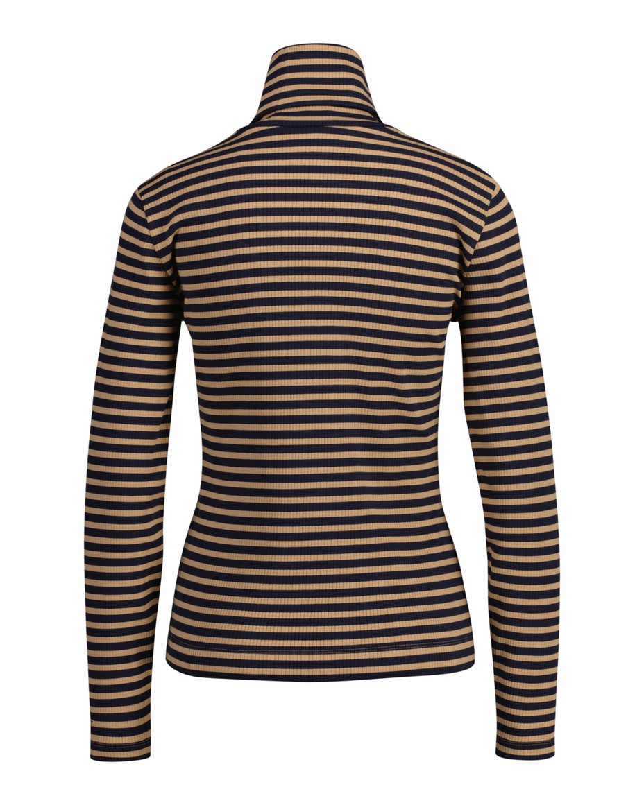 GANT Slim Striped Rib Turtleneck - Caramel Beige