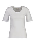 Slim Cot/Ela Ss Scoop Neck Top - White