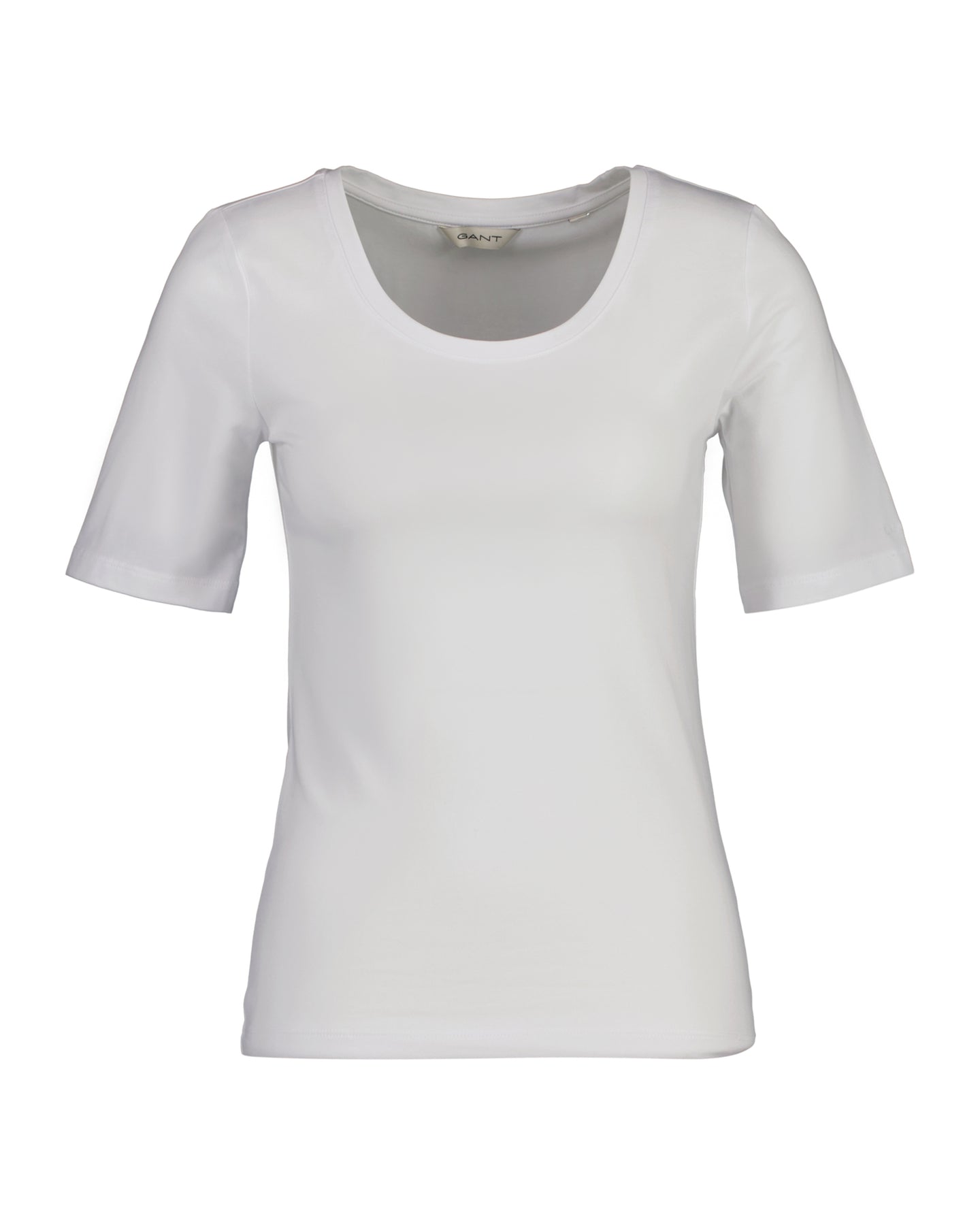 Slim Cot/Ela Ss Scoop Neck Top - White