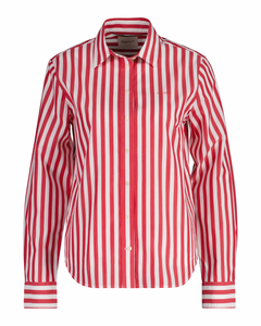 Reg Poplin Wide Striped Shirt - Bright Red