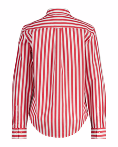 Reg Poplin Wide Striped Shirt - Bright Red
