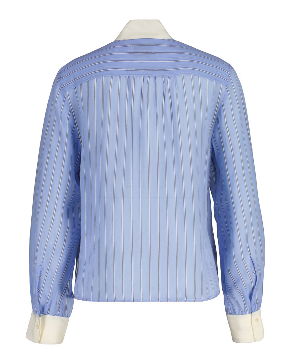 Reg Striped Contrast Bow Blouse - Clear Sky