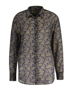 Rel Paisley Cot Silk Shirt - Persian Blue