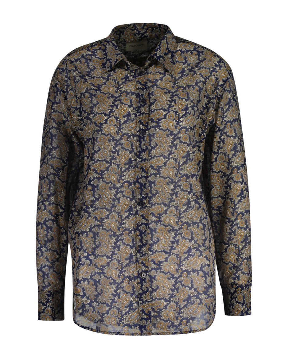 Rel Paisley Cot Silk Shirt - Persian Blue