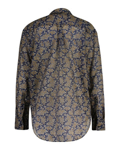 Rel Paisley Cot Silk Shirt - Persian Blue