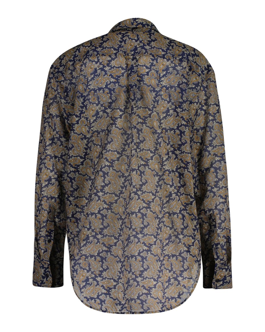 Rel Paisley Cot Silk Shirt - Persian Blue