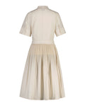 Ctn Pleated Ss Shirt Dress - Creamed White