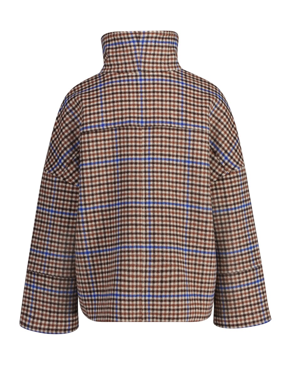 Checked Cropped Wool Jacket - College Blue