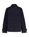 Short Cotton Blend Car Coat - Evening Blue