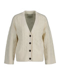Herringbone V-Neck Cardigan - Cream