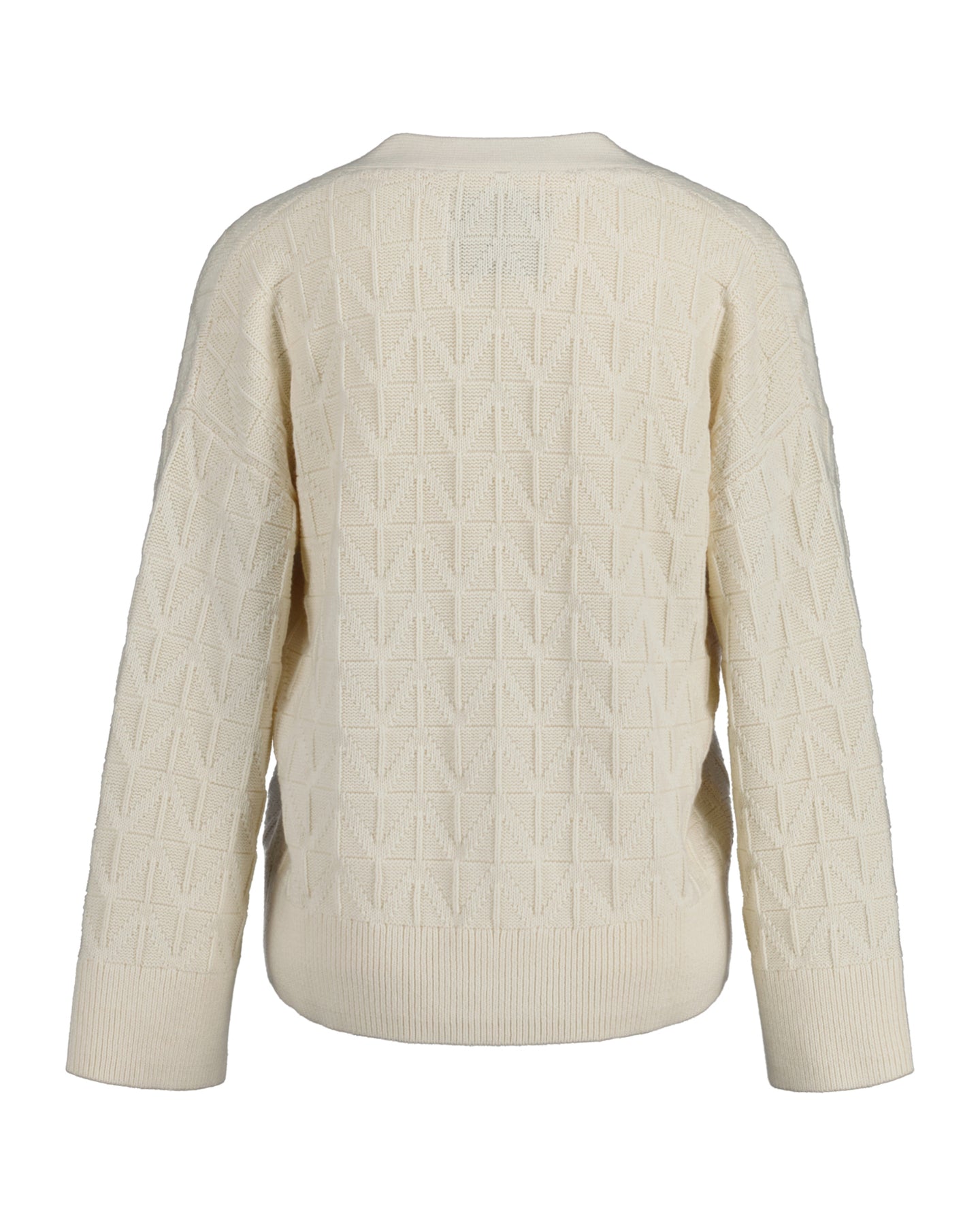 Herringbone V-Neck Cardigan - Cream