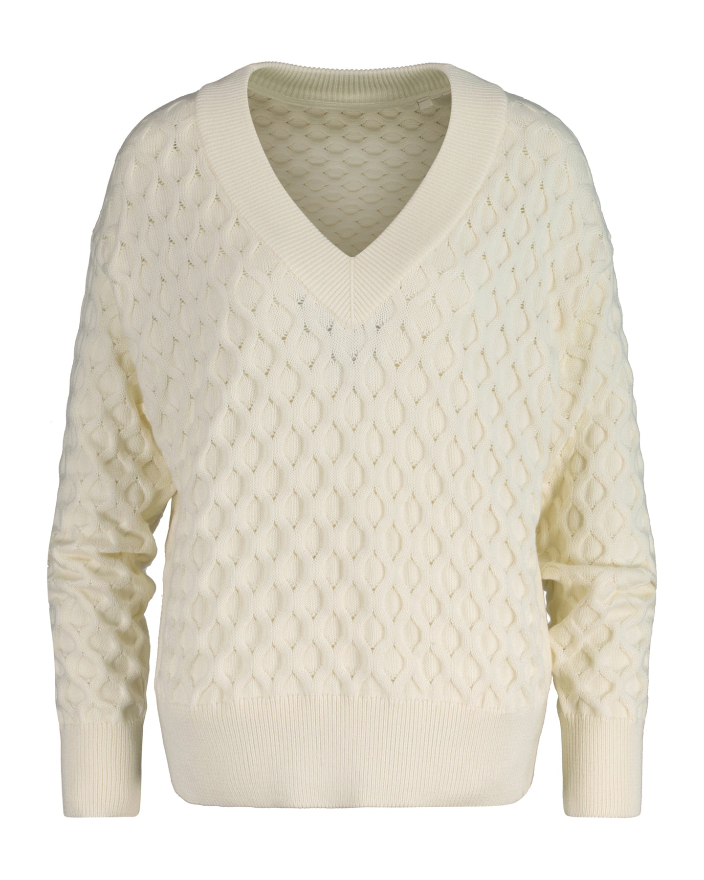 Textured Knit V-Neck - Cream