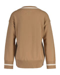 Superfine Lambswool Cont V-Neck - Caramel Beige