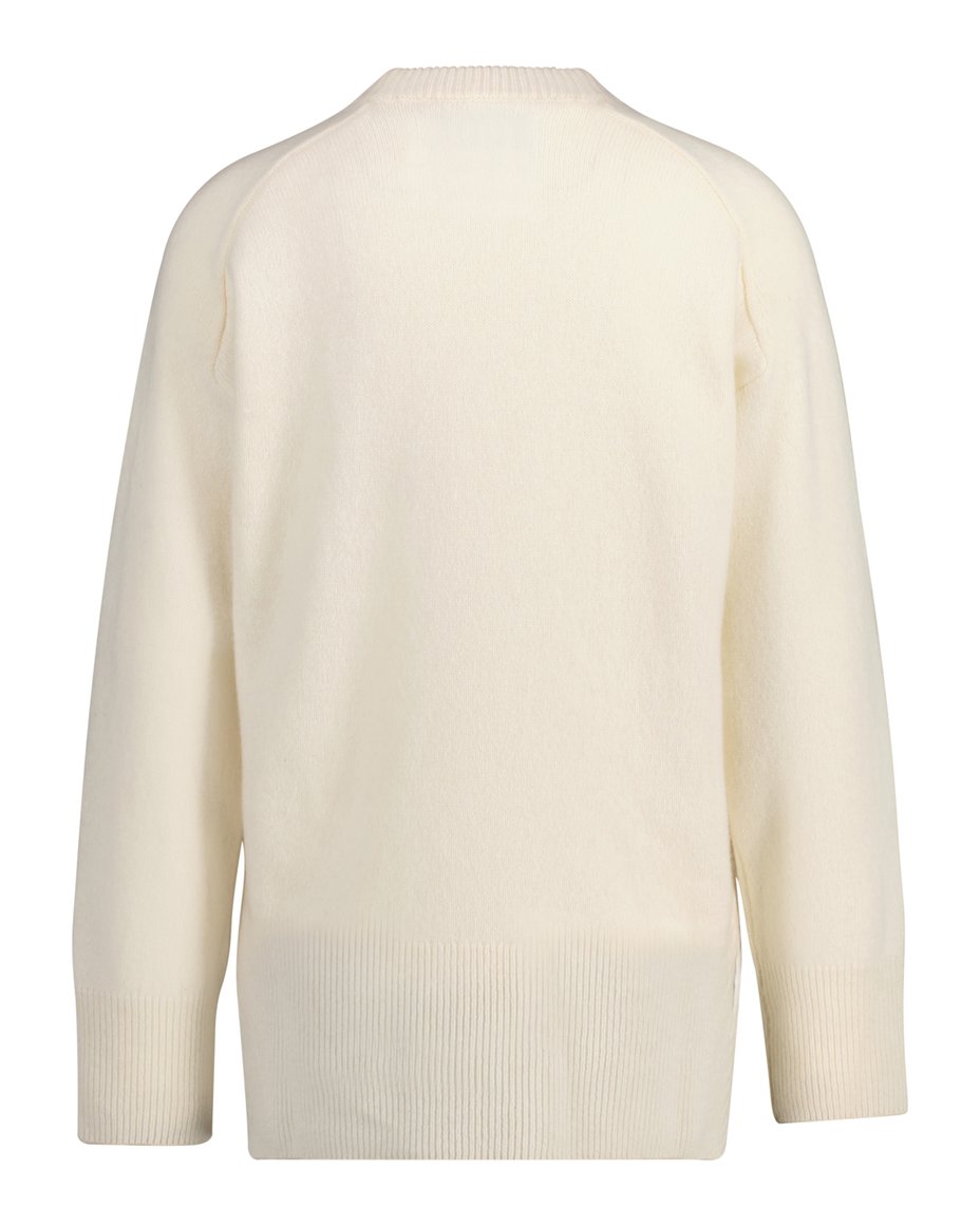 Herringbone Detail C-Neck - Cream