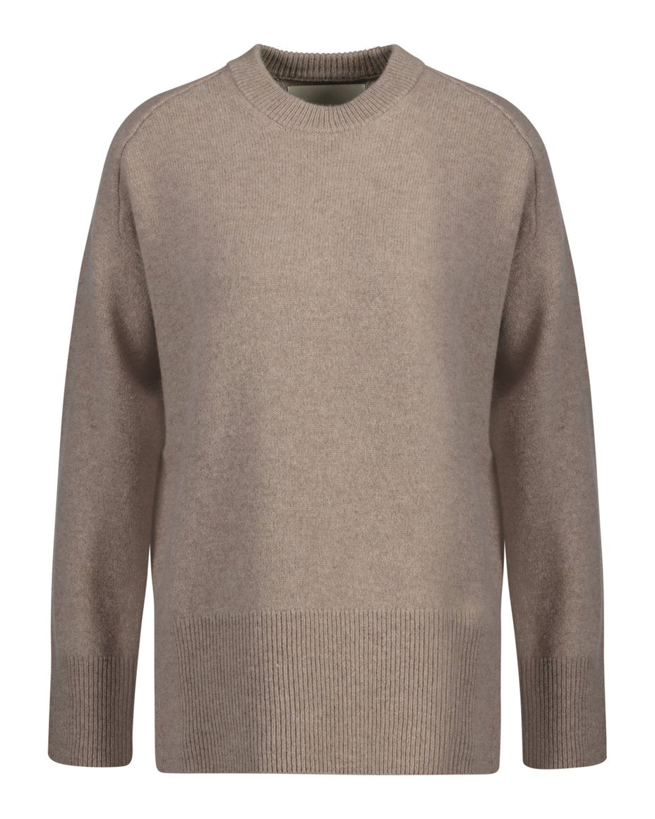 Herringbone Detail C-Neck - Warm Grey